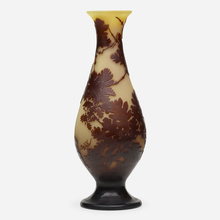 Appraisal: mile Gall TALL VASE WITH OAK LEAVES AND ACORNS France