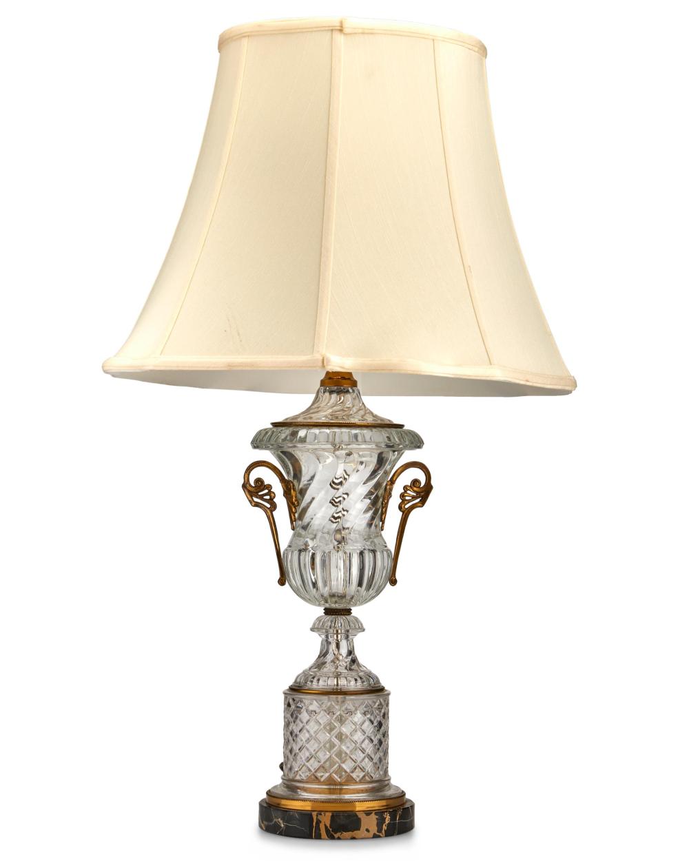 Appraisal: A Baccarat-style glass table lamp Mid- th Century A single