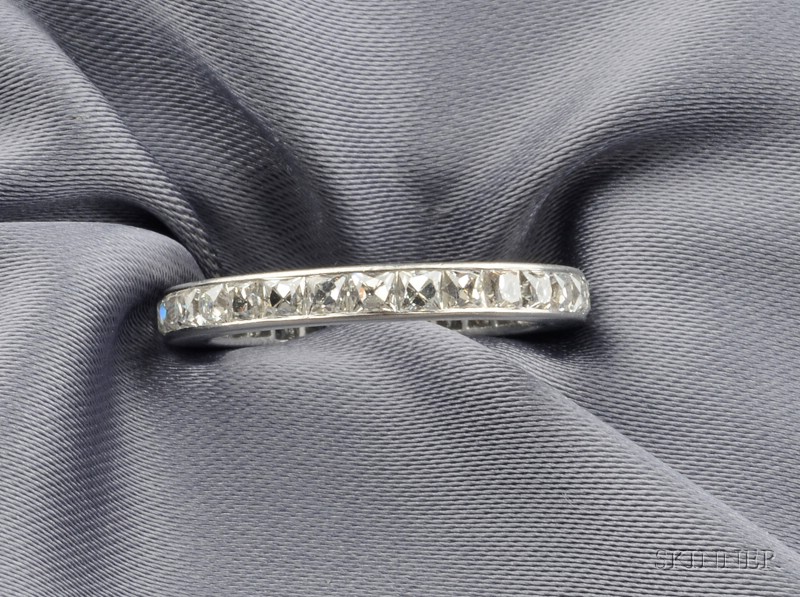 Appraisal: Platinum and Diamond Band set with twenty-nine old square-cut diamonds