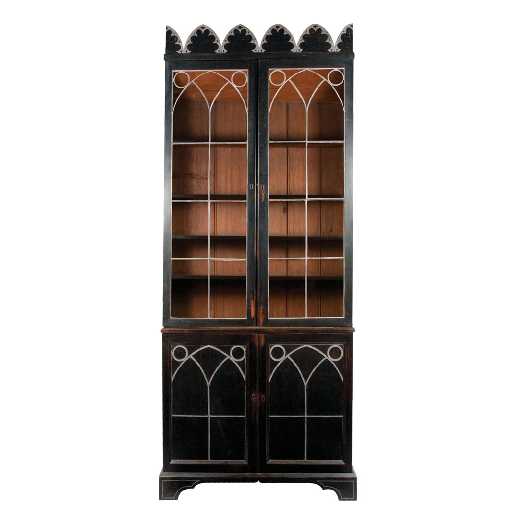 Appraisal: Gothic Revival Style Black Painted Cabinet Height feet inches width