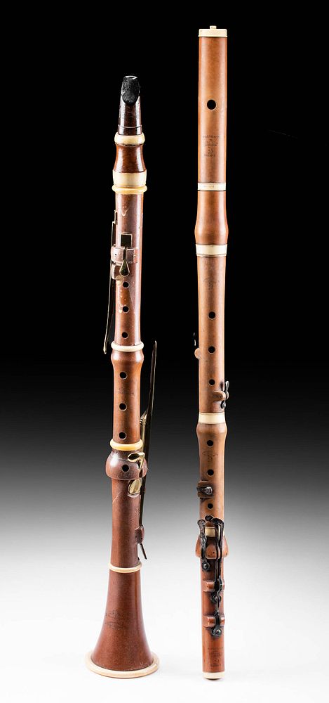 Appraisal: Early th C English Wood Ivory Flute Clarinet Northwestern Europe