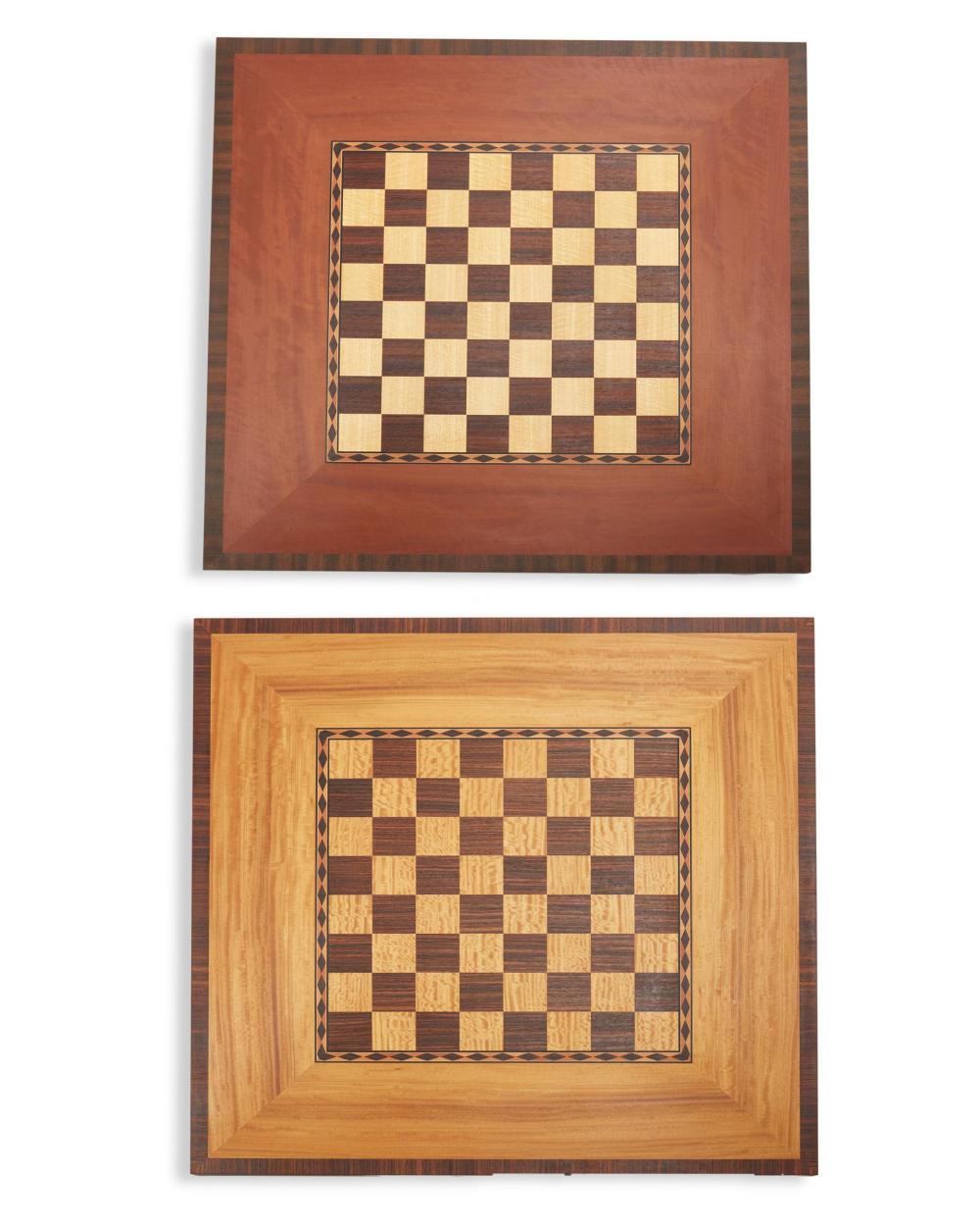 Appraisal: Two custom wood chess boards Second-half th Century Each in