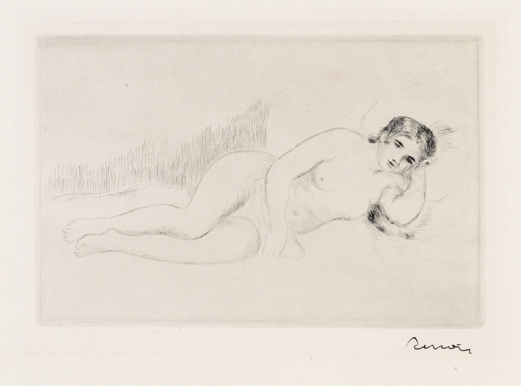 Appraisal: PIERRE-AUGUSTE RENOIR Femme nue couch tourn e droite re planche