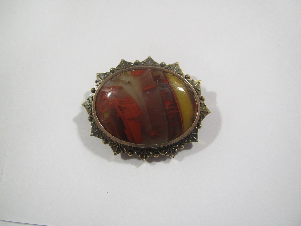 Appraisal: Victorian oval agate brooch in unmarked gold mount