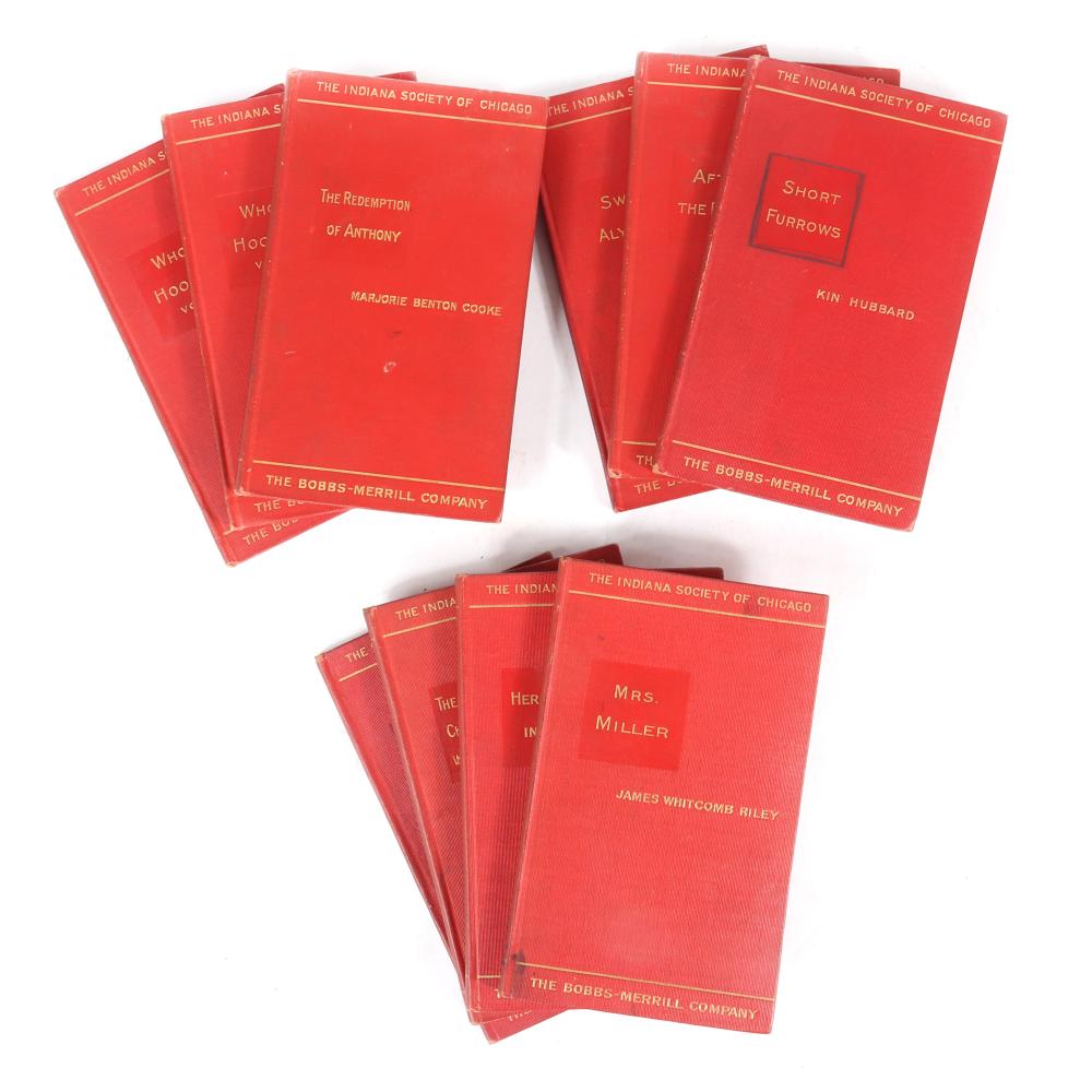 Appraisal: INDIANA SOCIETY OF CHICAGO TEN VOLUME RED ANTIQUE BOOKS WITH