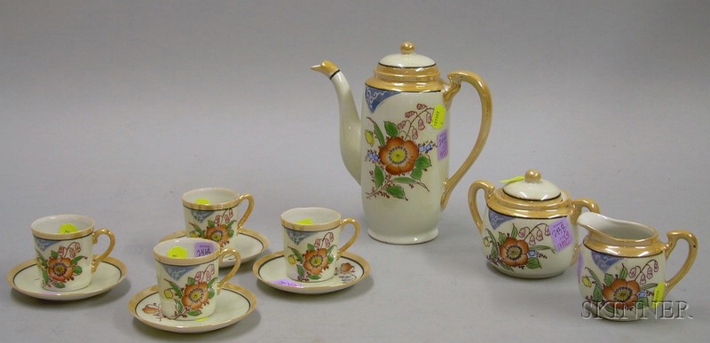 Appraisal: Eleven-piece Japanese Floral and Lustre Decorated Porcelain Demitasse Set