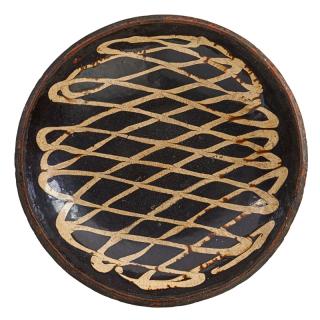 Appraisal: STAFFORDSHIRE REDWARE BAKING DISH Round dish with lattice design in