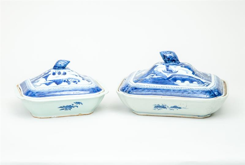 Appraisal: Two Canton Porcelain Notched Vegetable Dishes and Covers and in