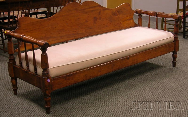 Appraisal: Country Maple and Pine Day Bed with Upholstered Cushion Seat