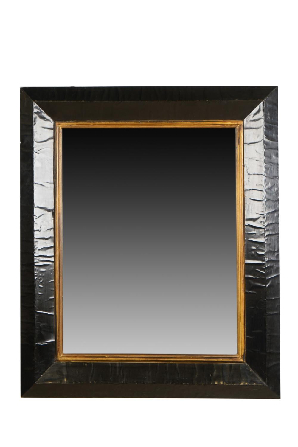 Appraisal: BLACK LACQUERED PARCEL GILT MIRRORProvenance A Michael Smith installation x