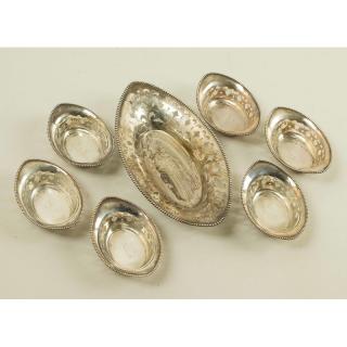 Appraisal: Piece Sterling Nut Bowl Suite Lot of seven comprising an