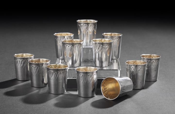 Appraisal: Set of Twelve French First Standard Silver Cordial Cups fourth