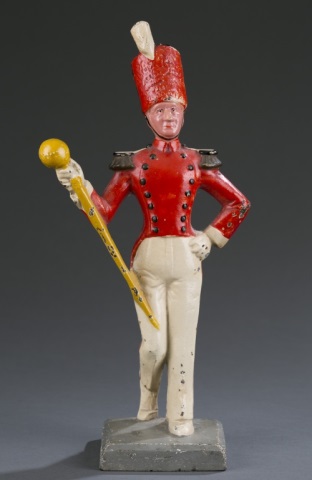 Appraisal: Cast Iron Drum Major Doorstop Minor losses to paint Unmarked