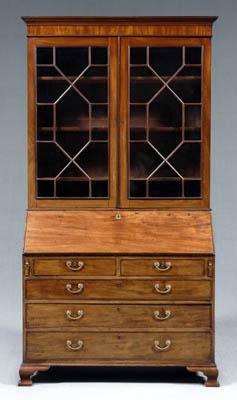 Appraisal: George III mahogany desk and bookcase upper case with glazed