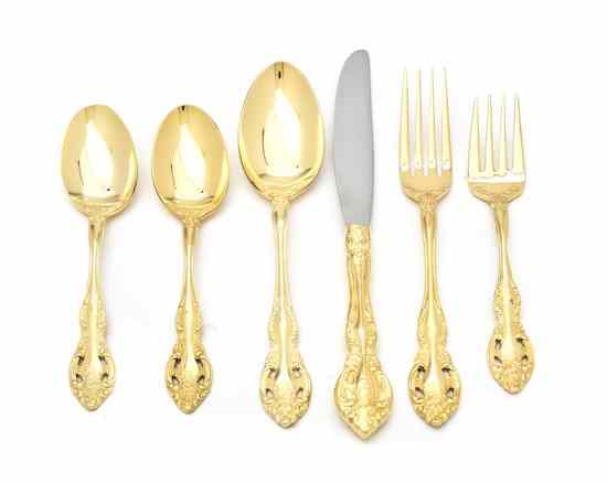 Appraisal: A Set of American Gilt Wash Flatware for Eight Supreme