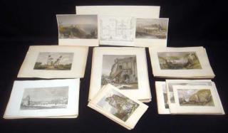 Appraisal: Pcs Landscapes Panoramas ANTIQUE LITHOGRAPHS ENGRAVINGS OF EUROPE Landmarks Ruins