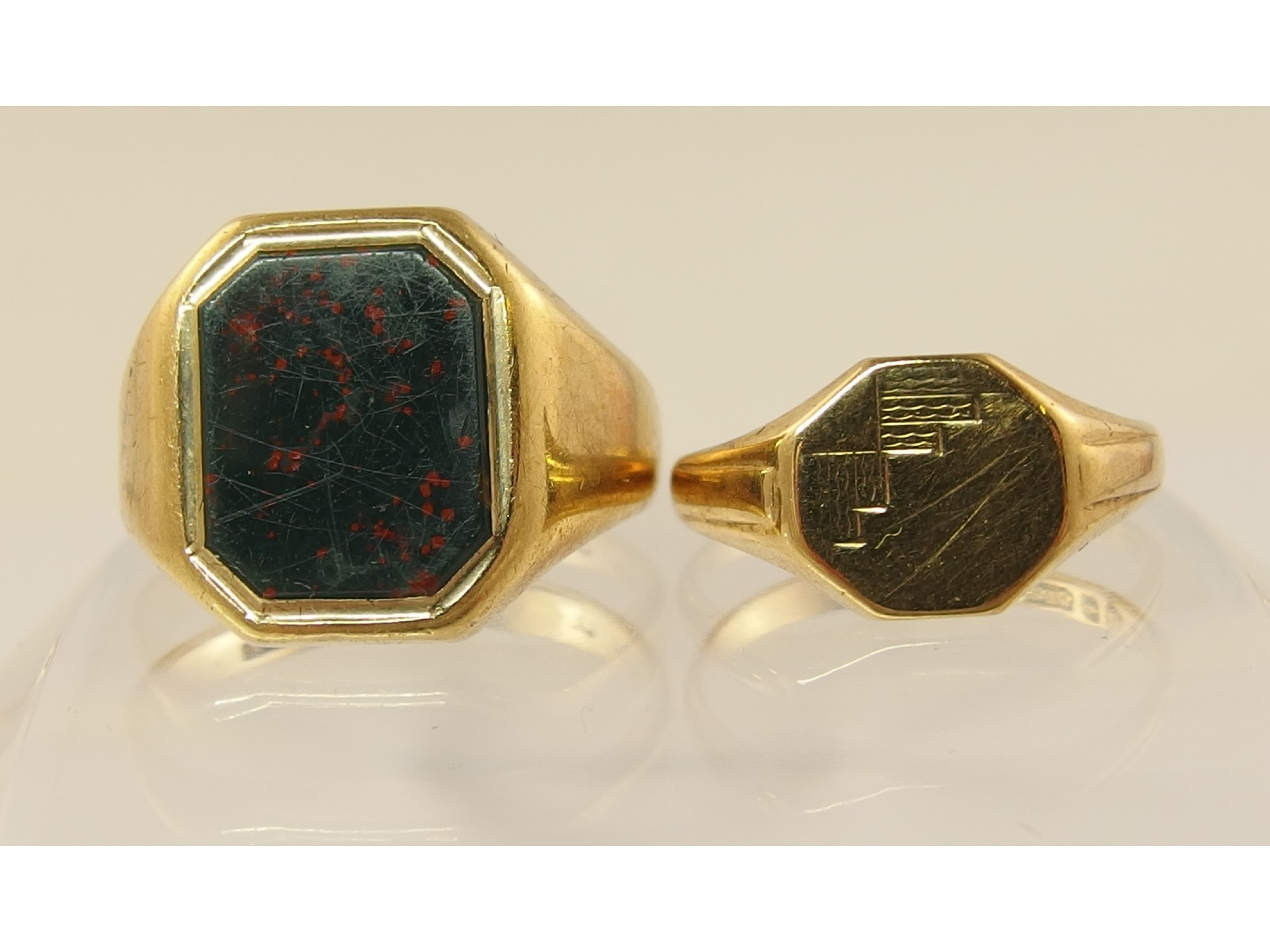 Appraisal: A ct gents bloodstone signet ring and a ct ladies