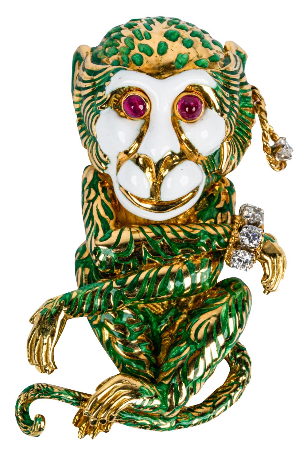 Appraisal: DAVID WEBB KARAT YELLOW GOLD PLATINUM RUBY DIAMOND ENAMEL 'GYPSY