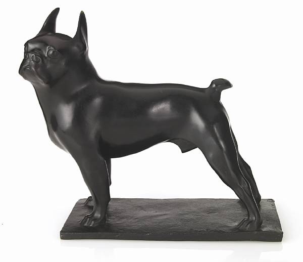 Appraisal: A patinated-bronze figure of a toy Boston terrier later cast