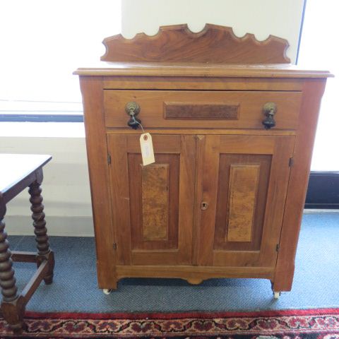 Appraisal: Victorian Washstand single drawer over double doors splash back tall