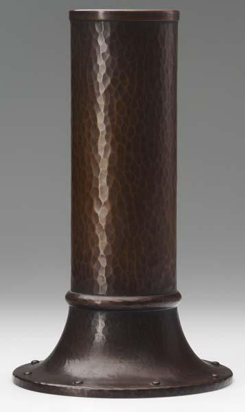 Appraisal: ROYCROFT Hammered copper vase with collared and riveted base Orb