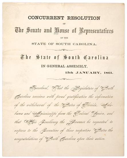 Appraisal: SOUTH CAROLINA Concurrent Resolution of the Senate and House of