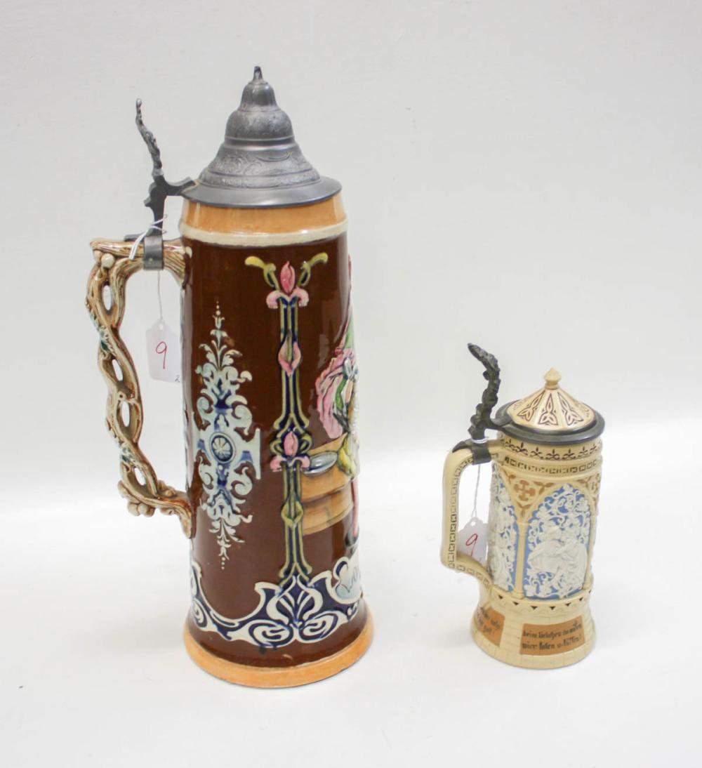 Appraisal: TWO GERMANY POTTERY STEINS including the Villeroy Boch Song Celebration