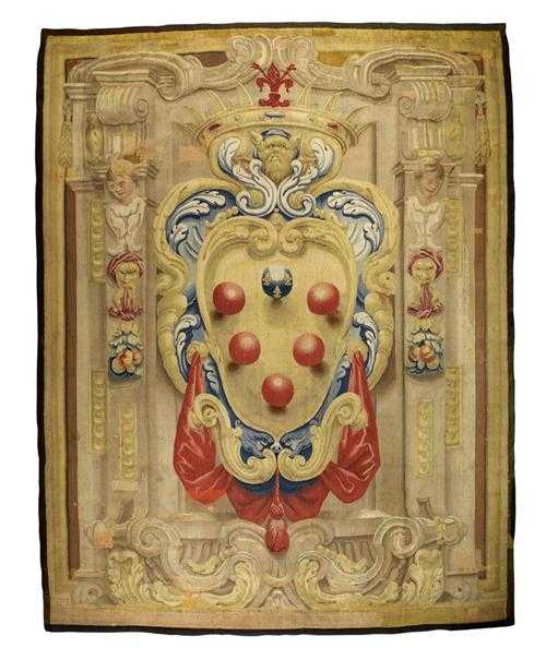 Appraisal: PORTIERE WITH PALLE MEDICEE Early Baroque Florence circa With the