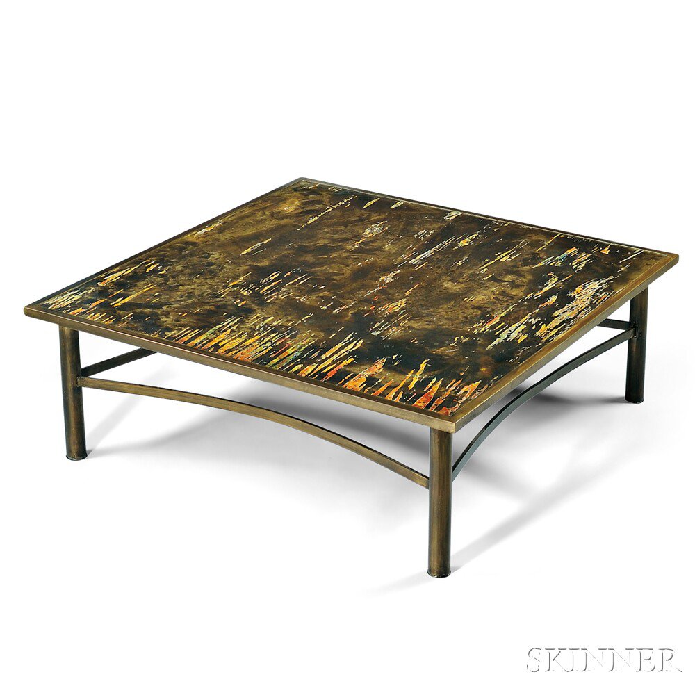 Appraisal: Philip - and Kelvin b LaVerne Coffee Table Etched and