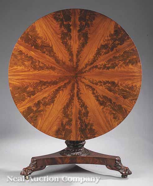 Appraisal: A Fine American Classical Mahogany Tilt-Top Center Table c Philadelphia