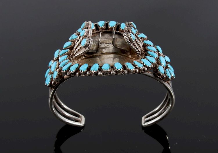 Appraisal: Sterling Silver Petite Point Turquoise Bracelet Featured in this lot