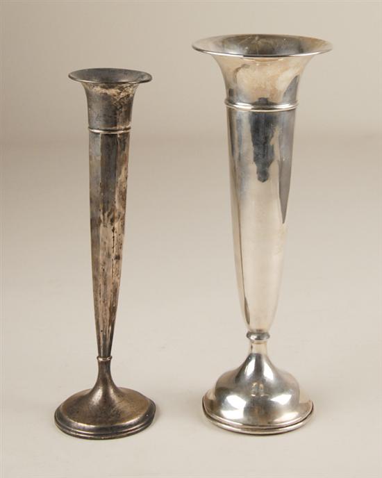 Appraisal: Two Sterling Trumpet Vases both with weighted bases one high