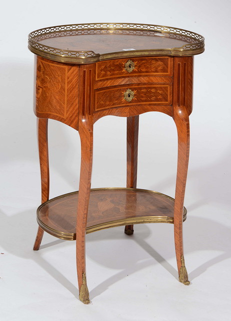 Appraisal: A FRENCH KIDNEY SHAPED GUERIDON or two tier occasional table