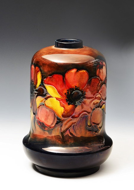 Appraisal: Moorcroft'Anemone' lamp base in flambe glazeunderglazed painted initials and stamped