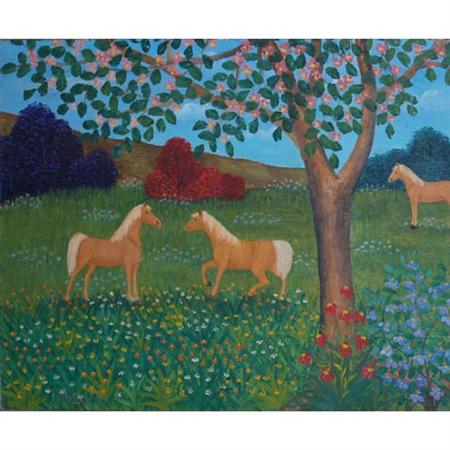 Appraisal: Lawrence A LebduskaAmerican - i Horses in Pasture ii Monkeys