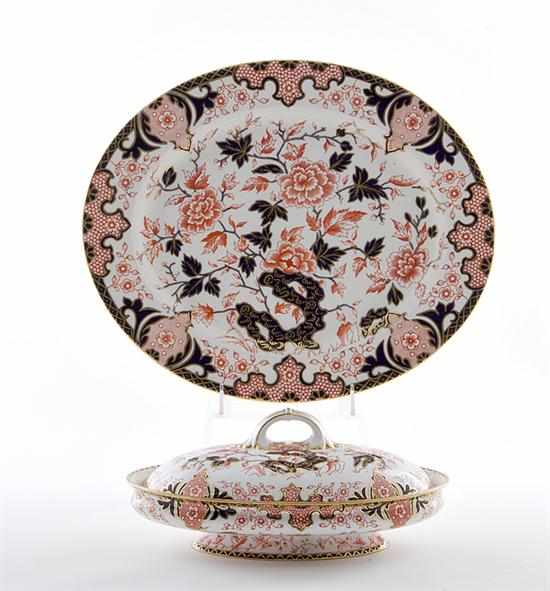 Appraisal: Derby porcelain covered entree and platter late th century Imari