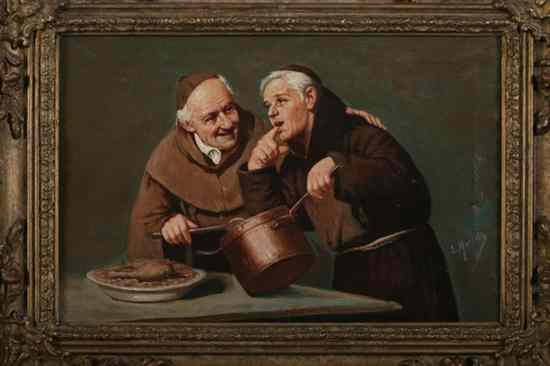 Appraisal: S MARESCA Italian th century TWO MONKS PREPARING A MEAL