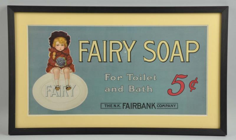 Appraisal: Fairy Soap Cardboard Sign Framed This sign appears to have