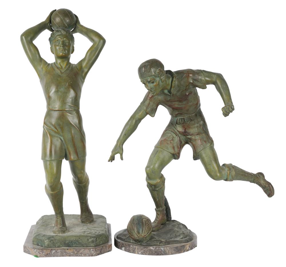 Appraisal: TWO FIGURES OF ATHLETESone depicting a man kicking a ball