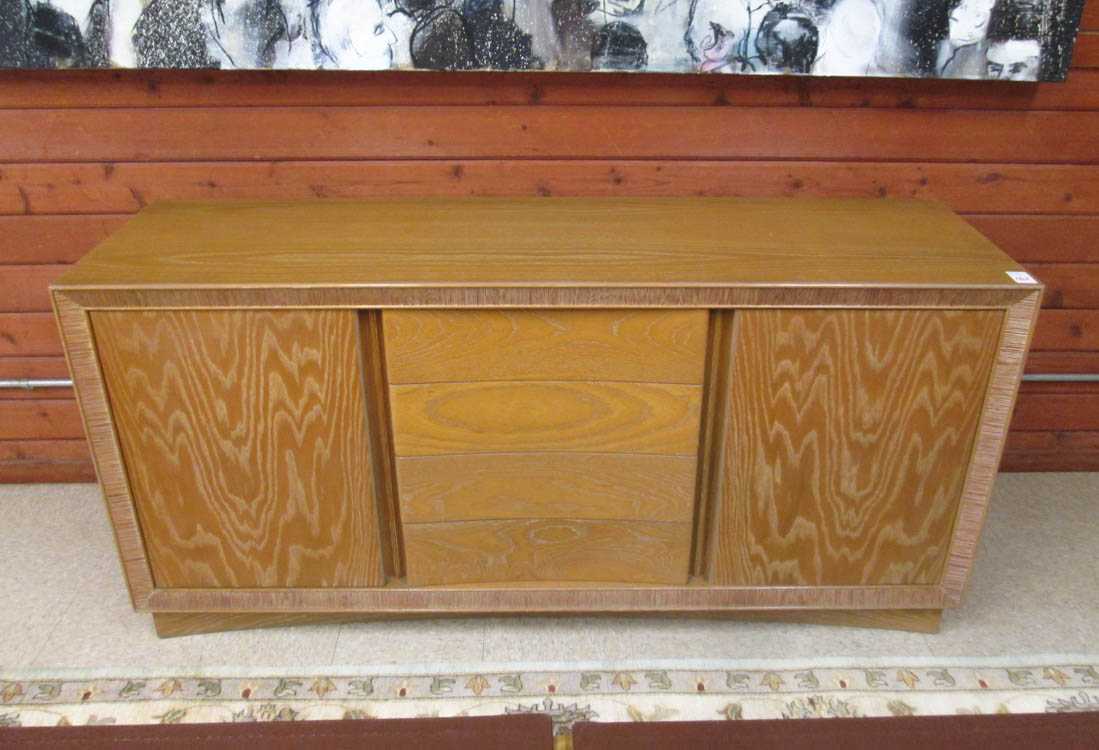 Appraisal: MID-CENTURY MODERN CERUSED ACAJOU WOOD BUFFET Paul Frankl design for