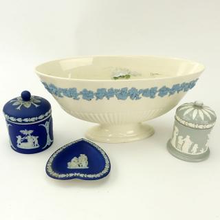 Appraisal: Collection of Four Wedgwood Porcelain Tabletop Items Includes planter vase