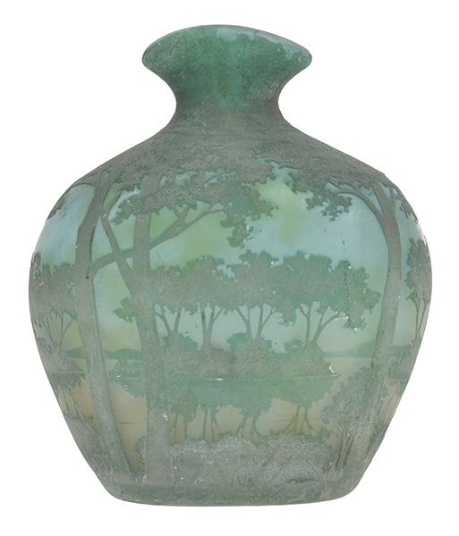 Appraisal: A DAUM NANCY CAMEO GLASS BOTTLE VASE CIRCA depicting a