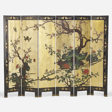 Appraisal: Chinese FOLDING SCREEN th centurycarved and lacquered wood gold leaf