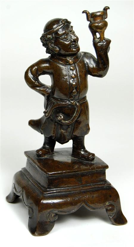 Appraisal: A th th century Chinese bronze figure of a foreign