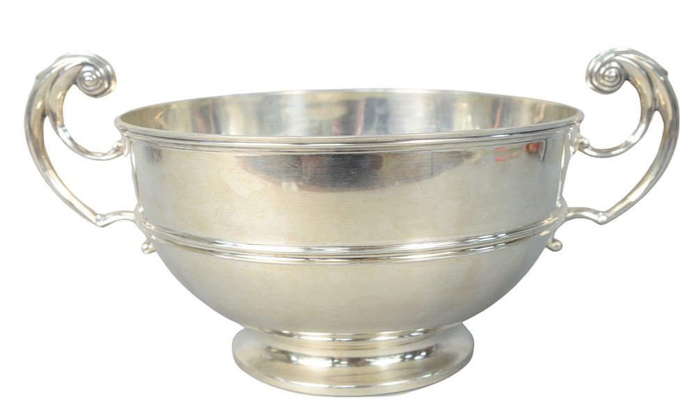 Appraisal: English Silver Footed Bowl with two handles height inches bowl