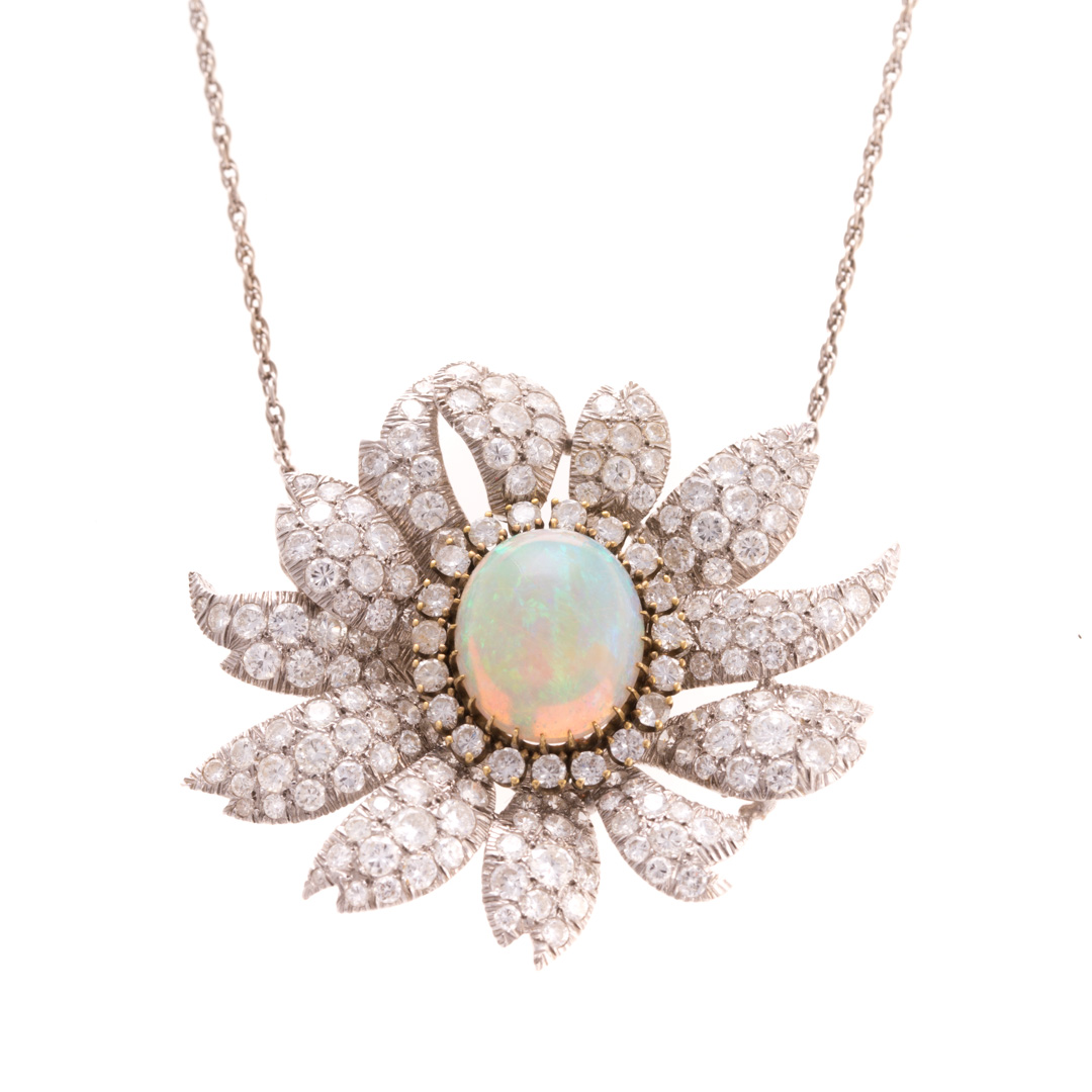 Appraisal: A Lady's Impressive Opal Diamond Necklace in K K white