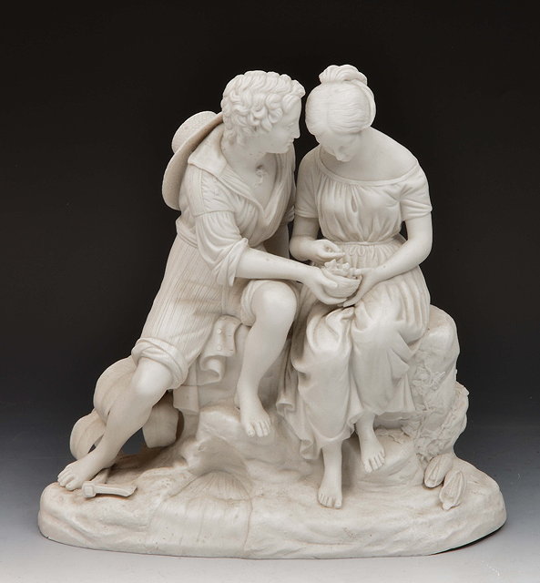 Appraisal: Copeland PorcelainStatuary Parian model'Paul' and 'Virginia' cm