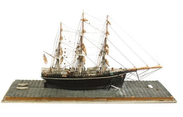 Appraisal: CASED SHIP MODEL OF THE ORION late th century black-painted