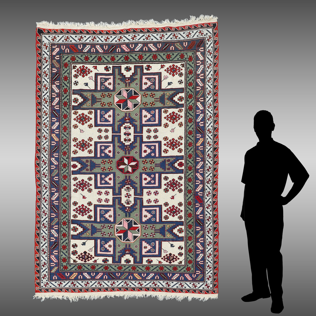 Appraisal: TURKISH SOUMAK HAND WOVEN FLATWEAVE WOOL RUG ' '' X