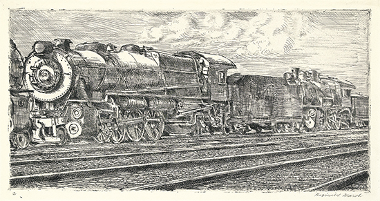 Appraisal: REGINALD MARSH P R R Loco Waiting to Be Junked